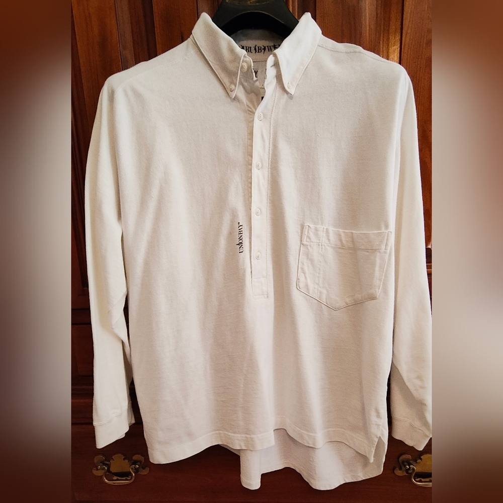 Vintage Unionbay XL Men's Off-white Rugby Pullover Long Sleeve Shirt